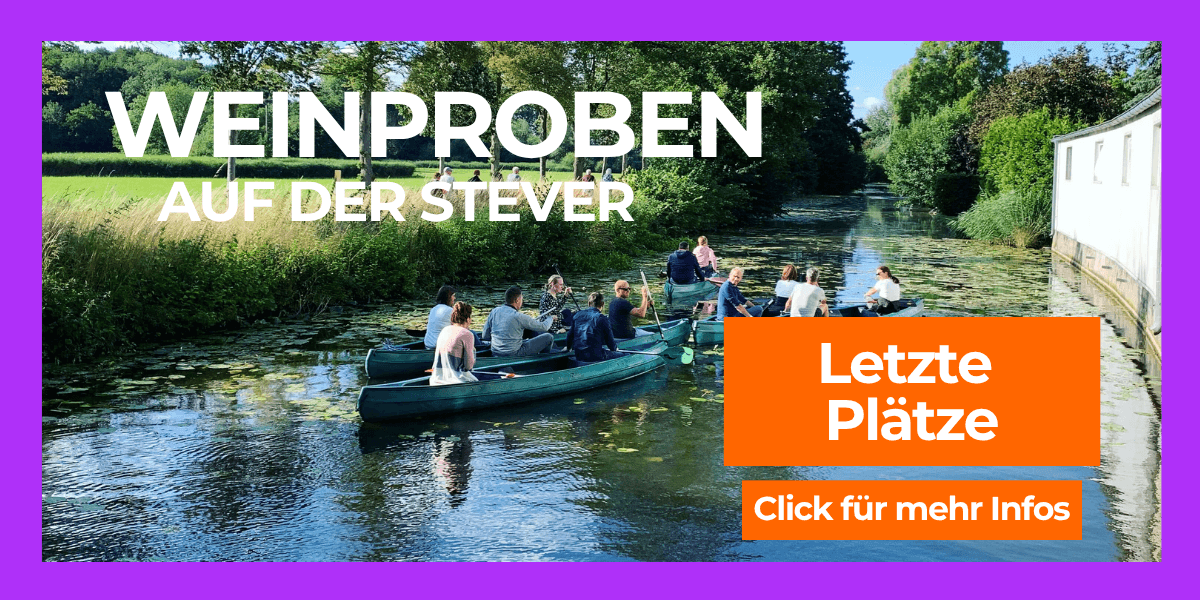 Kanu Weinprobe auf der Stever im M&uuml;nsterland mit Weinverkostung